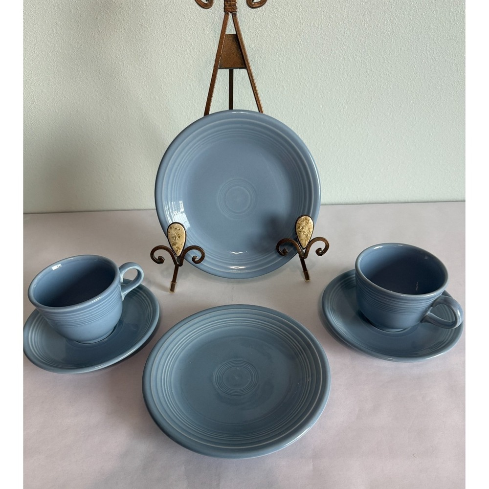 VTG Fiestaware Homer Laughlin Light Blue Periwinkle Salad/Saucer and cup SET